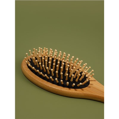 Расчёска массажная BAMBOO, бамбуковая, овальная, 24×8 см, коричневая