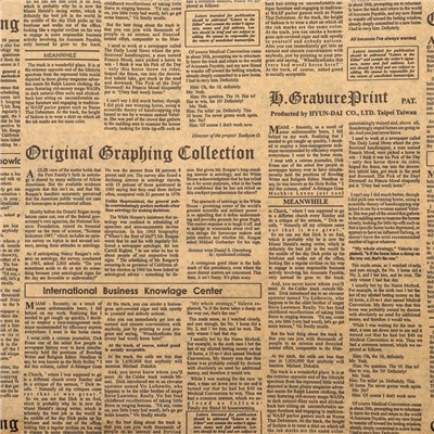 Бумага крафт, двусторонняя, чёрный - газета, 0.6×10 м