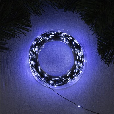 УЦЕНКА Гирлянда «Нить» 50 м роса, IP44, зелёная нить, 500 LED, свечение белое, 8 режимов, 31 В