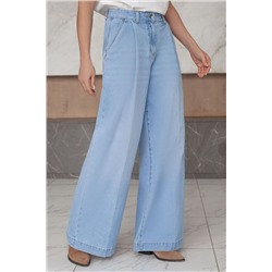 Широкие джинсы с защипами из эластичного денима VILATTE, 1230654