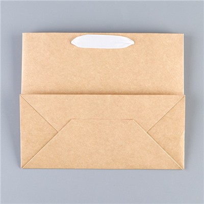 Пакет подарочный новогодний крафтовый с пластиковым окном «С Новым годом», 24×20×11 см