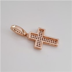 Подвеска на шею крест ювелирная бижутерия Дубайское золото, с покрытием позолотой 18К, вставка: фианит, цвет: прозрачный, арт.215.159