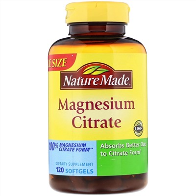 Nature Made, цитрат магния, 120 капсул