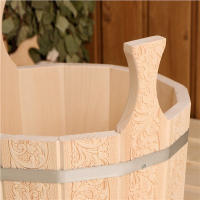 Шайка - таз для бани и сауны «Узоры», 10 л, деревянная