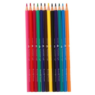 Карандаши цветные 12 цветов FunColor, пластиковые, трёхгранные, МИКС