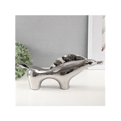 Фигурка керамика «Целеустремленный конь», серебро, 7×39.5×17 см