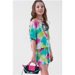 Комплект трикотажный для девочек: фуфайка (футболка), шорты PLAYTODAY, 1243353