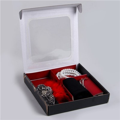 Карнавальный набор «Леди»: повязка, перчатки, серьги, бусы, мундштук