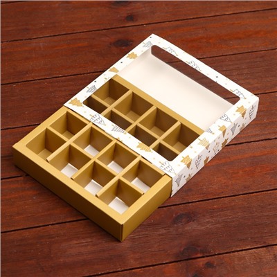 Коробка под 16 конфет «Новогодняя», 17.5×17.5×3.5 см