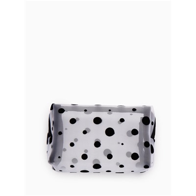 Косметичка женская DOT, с рисунком, сетка, на молнии, белая