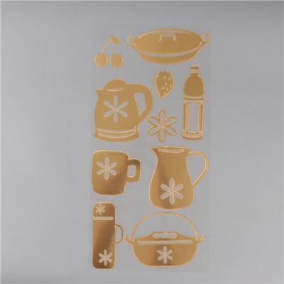 Наклейка интерьерная «Время завтрака», пластик, золото, 70×30 см