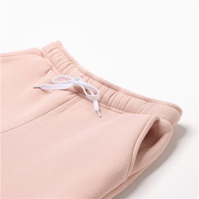 Брюки для девочки с начёсом MINAKU: Exclusive print, пудровые, Oversize рост 158 см