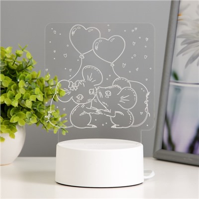 Светильник 3D RISALUX «Мышата», LED-ночник, RGB, от сети, 11.2×9.5×12.6 см