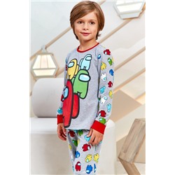Пижама д/мал детская (фуфайка дл/рук, брюки) Juno AW21BJ631 Sleepwear Boys серый меланж амонг