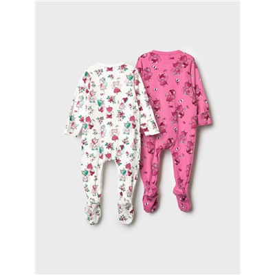 Комбинезон детский трикотажный для девочек, 2 шт в комплекте