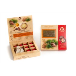 Мягкий кедровый грильяж с Брусникой и травяным чаем / коробка / 120 гр / ТМ Территория Тайги