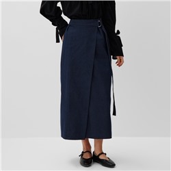 Юбка миди на запах женская MINAKU: Jeans Collection, синяя, размер 42