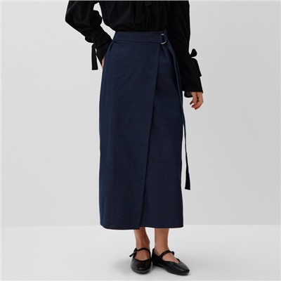 Юбка миди на запах женская MINAKU: Jeans Collection, синяя, размер 42