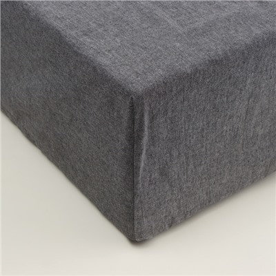 Простыня на резинке 2-спальная SL Home «Деним», 180×200+30 см, тёмно-серая, жатый хлопок