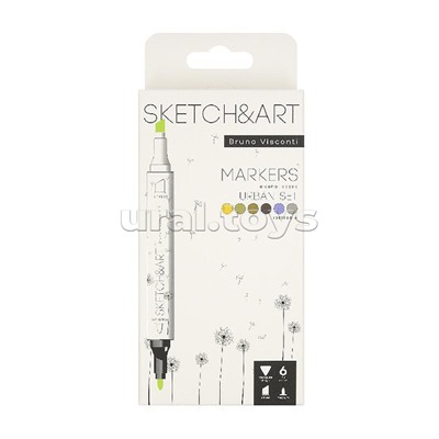 Набор двусторонних скетч-маркеров "Sketch&art. Архитектура", 6 цв.