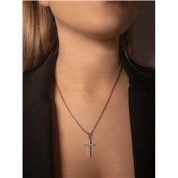 Подвеска из серебра с фианитами родированная - Крест 925 пробы 403012-607