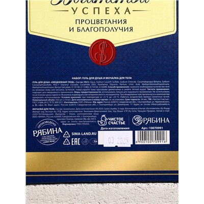 Подарочный набор «Богатства и успеха!», гель для душа виски 250 мл и мочалка для тела, Чистое счастье