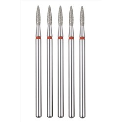 Manita Professional Фреза алмазная пламя острое для аппаратного маникюра 856.104.243.080.018 ФАП-1.8-8М, красная насечка, ø 1,8 мм, 5 шт. KRISTALLER, 1231194