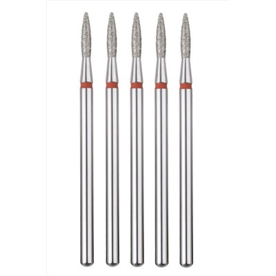 Manita Professional Фреза алмазная пламя острое для аппаратного маникюра 856.104.243.080.018 ФАП-1.8-8М, красная насечка, ø 1,8 мм, 5 шт. KRISTALLER, 1231194