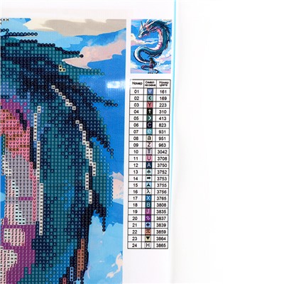 Алмазная вышивка с частичным заполнением на холсте «Девочка и дракон», 30×40 см