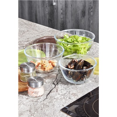 Миска из термостойкого стекла с крышкой, 1,5 л