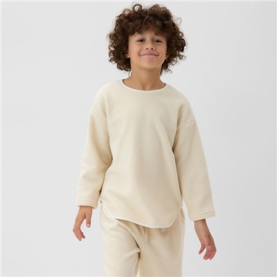 Свитшот флисовый детский MINAKU: Fleece Soft, бежевый, рост 110 см
