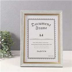 Фоторамка для фото А4 «Вайолетт», пластик, светло-серая с золотой полосой, 1.5×25.4×34 см