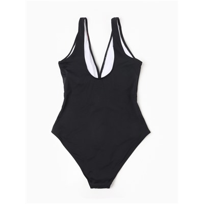 Купальник женский слитный с резинкой на талии, размер 44, чёрный