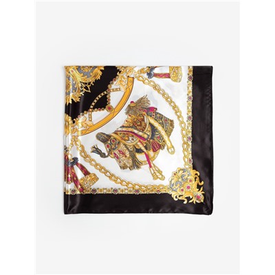 Платок женский MINAKU с узорами, размер 90×90 см, чёрный