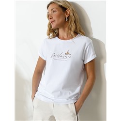 Свободная футболка с принтом из премиального хлопка с эластаном