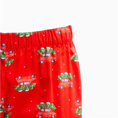 Пижама новогодняя женская (рубашка, брюки) KAFTAN «Машинки», размер 52-54, красная