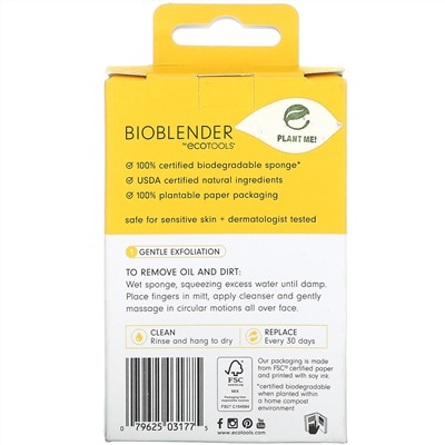 EcoTools, Bioblender, 100% Biodegradable Cleansing Mitt, Face, 1 Piece