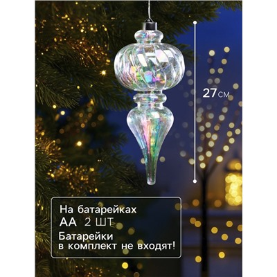 Ёлочная игрушка светодиодная «Сияние», 27×11 см, 12 LED, от батареек ААх2, свечение тёплое белое