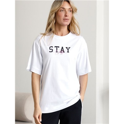 Футболка оверсайз с принтом из премиального 100% хлопка