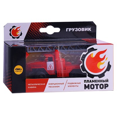 Грузовик металлический, инерционный, Пожарная машина, подвижные элементы