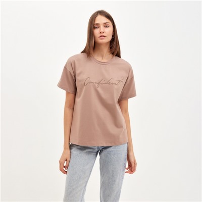 Футболка женская MINAKU Confident, бежевая, размер 42