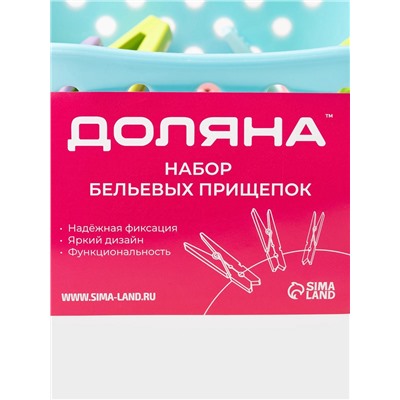Прищепки для белья в синей корзинке Доляна, 6 см, 20 шт., МИКС