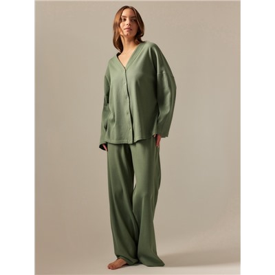 Пижама женская (рубашка, брюки) SL HOME Soft Home, размер 48-50, оливковая