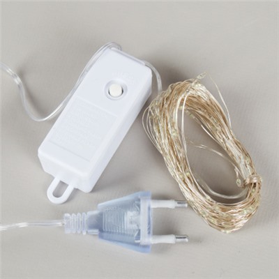 Гирлянда светодиодная нить 10 м 100 LED 8 режимов / GN20 /уп 100/холодный белый