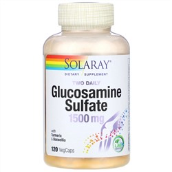 Solaray, Two Daily Glucosamine Sulfate with Turmeric & Boswellia, 1,500 mg, 120 VegCaps