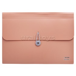 Папка с резинкой с 8-ю отделениями "SigNature" A4 (330x260x10 мм) полипропилен 600 мкм, фактура ткань, черные разделители 160 мкм, индивидуальная упаковка, пудрово розовая