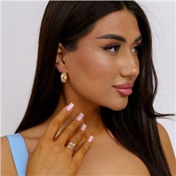 Комплект ювелирной бижутерии коллекция "Дубай",серьги и кольцо покрытие позолота с алмазной гранью, р-р 20, 078, 214.492-20