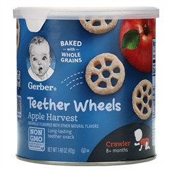 Gerber, Teether Wheels, для малышей от 8 месяцев, с яблоком, 42 г (1,48 унции)