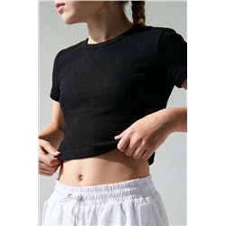 Укороченная футболка в рубчик для девочки Happyfox