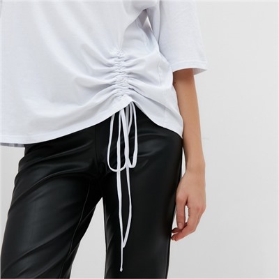 Футболка с кулиской женская MINAKU REGULAR FIT, белая, размер 42